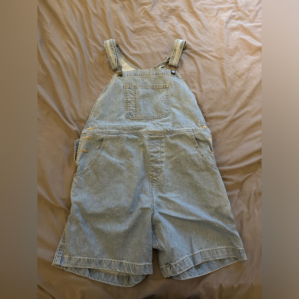 American Apparel Light Wash Denim Shortalls NWOT M — Y2K 90s Overalls Made in US